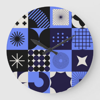 Bold Geometric Bauhaus Retrofuturistische Muster Große Wanduhr