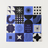 Bold Geometric Bauhaus Retrofuturistische Muster Wandteppich (Vorderseite (Horizontal))