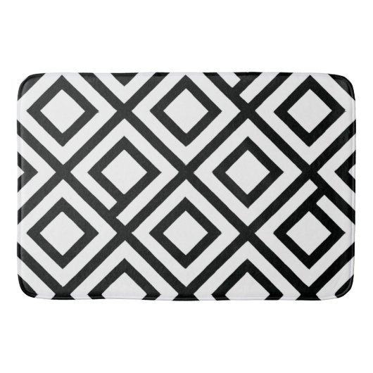 Bold Geometric Diamond Schwarz-weißes Muster Badematte (Vorderseite)