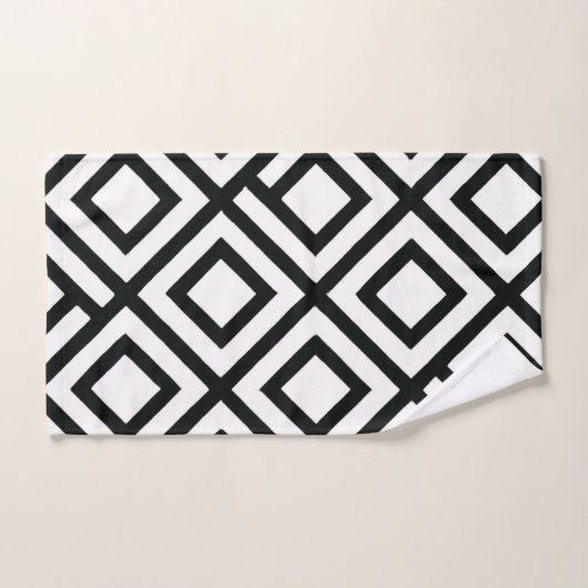 Bold Geometric Diamond Schwarz-weißes Muster Badhandtuch Set (Handtuch)