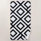 Bold Geometric Diamond Schwarz-weißes Muster Strandtuch (Vorderseite)