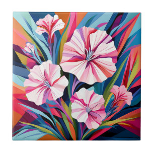 Bold Geometric Dianthus-Blume Fliese