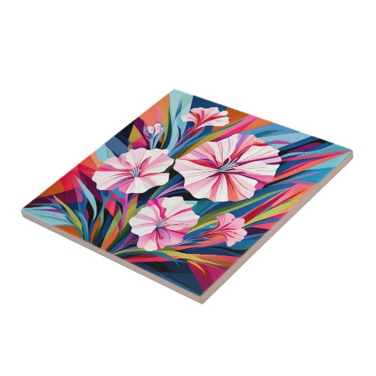 Bold Geometric Dianthus-Blume Fliese (Seite)