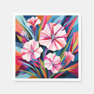 Bold Geometric Dianthus-Blume Serviette