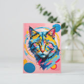 Bold Geometric Feline Art Cat Postkarte (Stehend Vorderseite)