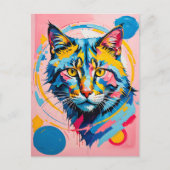 Bold Geometric Feline Art Cat Postkarte (Vorderseite)