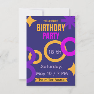 Bold Geometric Neon 18th Birthday Party Invitation Dankeskarte