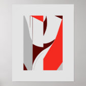 Bold Geometric Red and Grau Abstrakt Poster (Vorne)