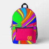 Bold Geometric Stripe Pattern Custom Monogram Bedruckter Rucksack (Vorderseite)