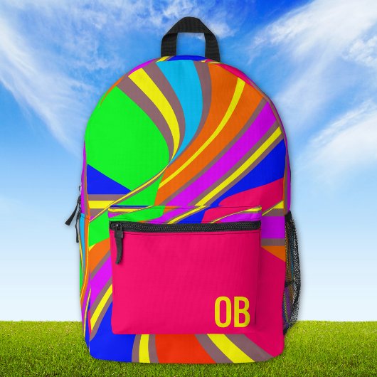Bold Geometric Stripe Pattern Custom Monogram Bedruckter Rucksack