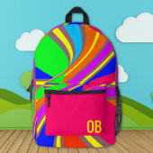 Bold Geometric Stripe Pattern Custom Monogram Bedruckter Rucksack