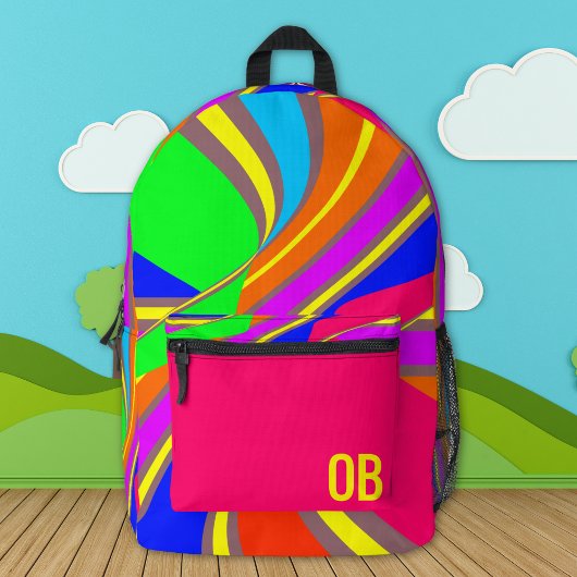 Bold Geometric Stripe Pattern Custom Monogram Bedruckter Rucksack