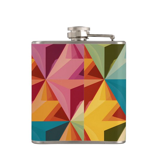 Bold Geometric Triangle Pattern Flachmann (Rückseite)