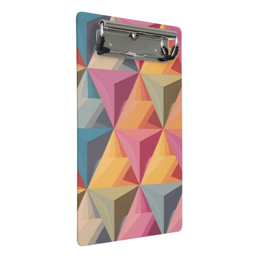 Bold Geometric Triangle Pattern Mini Klemmbrett (Schrägansicht)