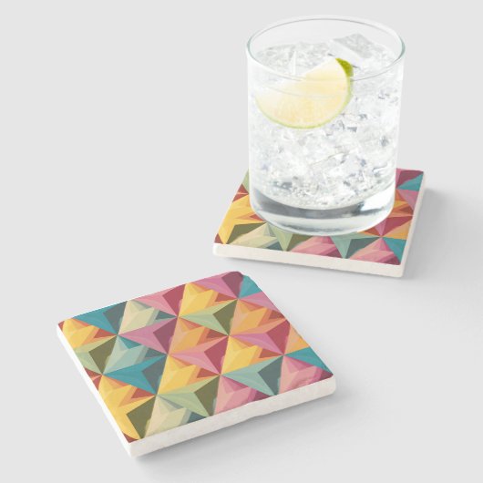 Bold Geometric Triangle Pattern  Steinuntersetzer (Seitenansicht)