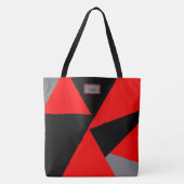 Bold Geometrics, Schwarz, Rot, Grau Mit Monogramm Tasche (Vorderseite)