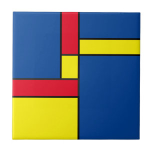 Bold Geometrie in Rot, Blau und Gelb Fliese