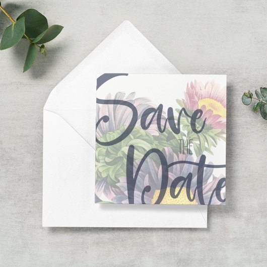 Bold Gerber Daisy Save the Date Template