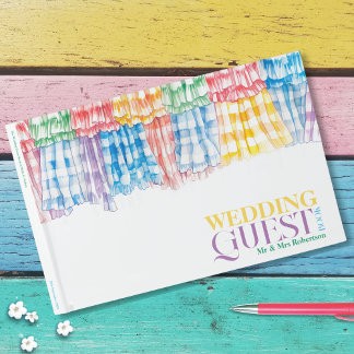 Bold Gingham Ruffle Modern Trendy Colorful Wedding Gästebuch