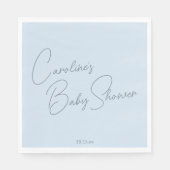 Bold Glacier Blue Modern Script Custom Baby Shower Serviette (Vorderseite)