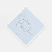Bold Glacier Blue Modern Script Custom Baby Shower Serviette (Ecke)