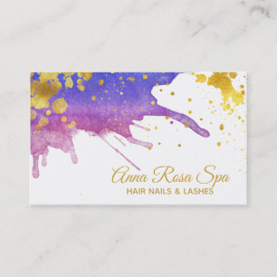 *~*Bold Glam Abstrakt Lila Wasserfarbe Gold Luxe Visitenkarte