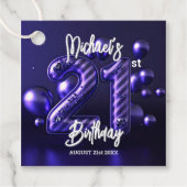 Bold Glam Lila Metallic Streifen 21. Geburtstag Geschenkanhänger (Vorderseite)