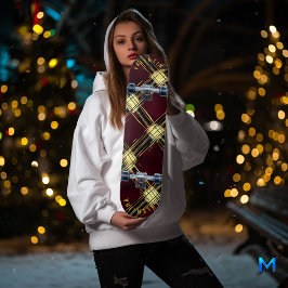 Bold Gold Accent Christmas Tartan Kariertes Design Skateboard