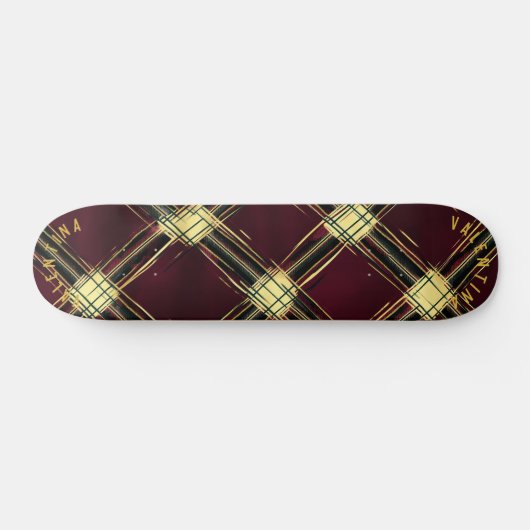 Bold Gold Accent Christmas Tartan Kariertes Design Skateboard (Horizontal)