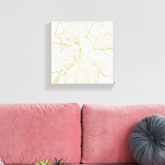 Bold Gold Floral Line Art Minimalist Macro Bloom  Leinwanddruck (Insitu (Wohnzimmer))