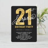 Bold Gold Foil Überraschung 21. Geburtstag Party E Einladung (Stehend Vorderseite)