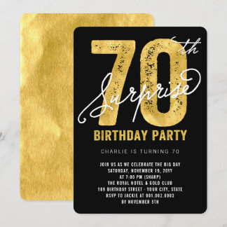 Bold Gold Foil Überraschung 70. Geburtstagsparty E Einladung