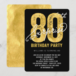 Bold Gold Foil Überraschung 80. Geburtstagsparty E Einladung