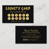 Bold Gold Makeup Artist Hair Salon 10 Loyalty Card Visitenkarte (Vorne/Hinten)