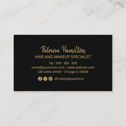 Bold Gold Makeup Artist Hair Salon 5 Loyalty Card Visitenkarte (Rückseite)