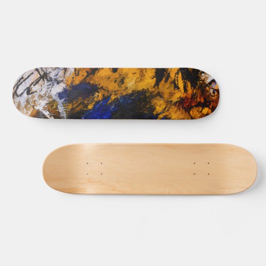 Bold Gold Navy Grunge Abstract Skateboard (Horizontal)