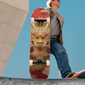 Bold Golden & Red Dragon Head Skateboard