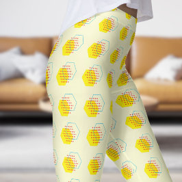 Bold Golden Yellow Honey Harvest Pattern Leggings