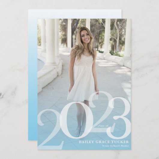 Bold GRAD 2023 Overlay Light Blue Abschluss Ankündigung (Vorne/Hinten)