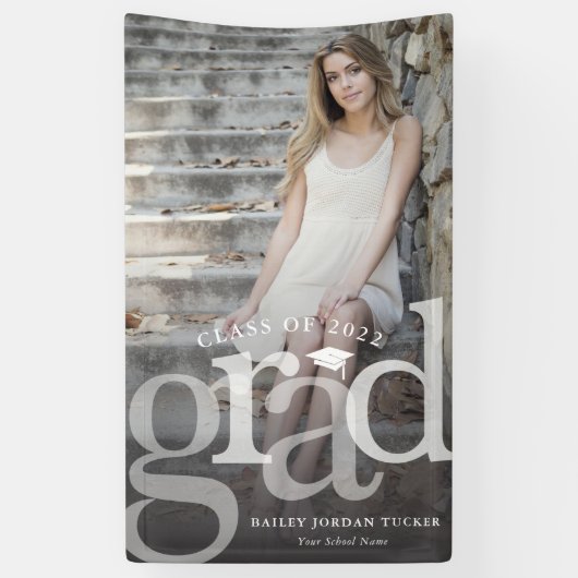 Bold GRAD Black Ombre Overlay Foto Abschluss Banner (Vertikal)