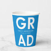 Bold Grad Blue Abschluss Pappbecher (Rückseite)