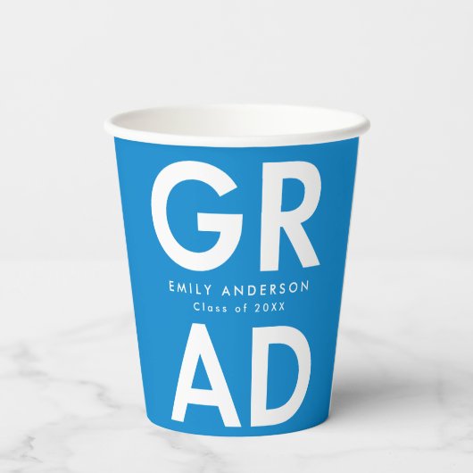 Bold Grad Blue Abschluss Pappbecher (Rückseite)