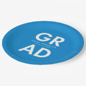 Bold Grad Blue Abschluss Pappteller (Schrägansicht)