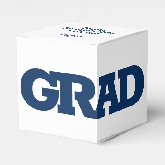 Bold GRAD Blue and White Graduation Party Geschenkschachtel (Vorderseite)