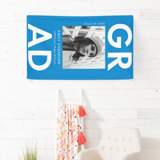 Bold Grad Blue Foto Graduation Banner (Insitu)