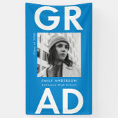 Bold Grad Blue Foto Graduation Banner (Vertikal)
