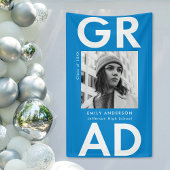 Bold Grad Blue Foto Graduation Banner
