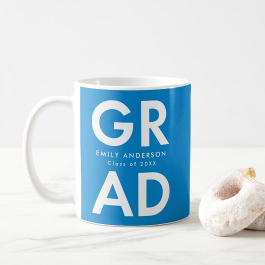 Bold Grad Blue Foto Graduation Kaffeetasse (Mit Donut)
