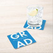 Bold Grad Blue Graduation Party Rechteckiger Pappuntersetzer (Vor Ort)