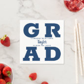 Bold Grad Blue on White Graduation Party Serviette (Beispiel)